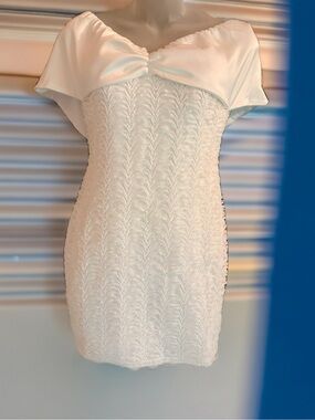 NWT Lulus Elegant Off-Shoulder White Cocktail Dress